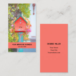Birdhouse Rustic Red Green Blauwgroen Fine Art Lan Visitekaartje