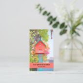 Birdhouse Rustic Red Green Blauwgroen Fine Art Lan Visitekaartje (Staand voorkant)