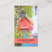 Birdhouse Rustic Red Green Blauwgroen Fine Art Lan Visitekaartje (Voorkant)