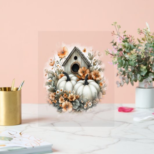 Birdhouse Shirt Country Pumpkin Acryl Bord (Huwelijk)