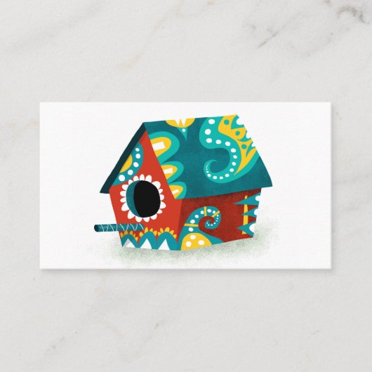 Birdhouse Visitekaartjes - Red White Gold Aqua (Voorkant)