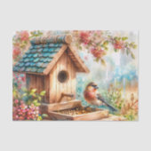 Birdhouse Vogelvoeder Bloemen Waterverf Tissuepapier (Voorkant)