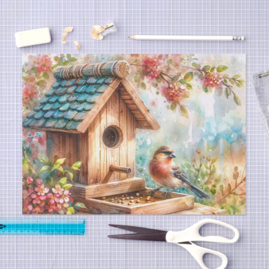 Birdhouse Vogelvoeder Bloemen Waterverf Tissuepapier (Craft)