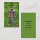 Birdhouse Waterverf Green Rustic Fine Art Land Visitekaartje (Voorkant / Achterkant)