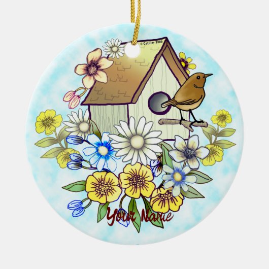 Birdhouse Wren ornament (Voorkant)