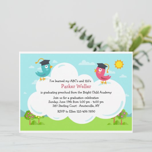 Birdie Afstuderen Invitation Kaart (Staand voorkant)