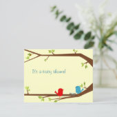 Birdie Baby shower Invitation Kaart (Staand voorkant)
