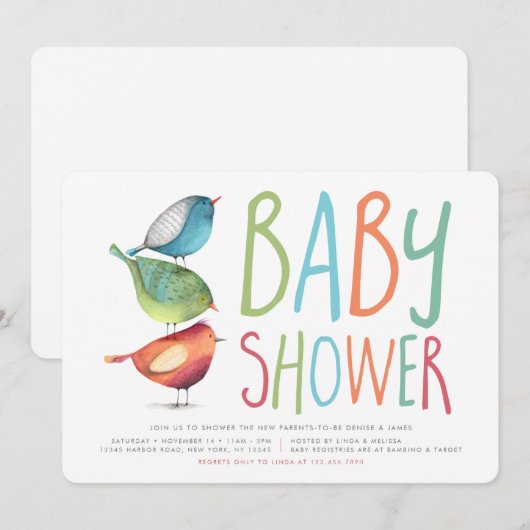 Birdie Baby shower Kaart (Voorkant / Achterkant)