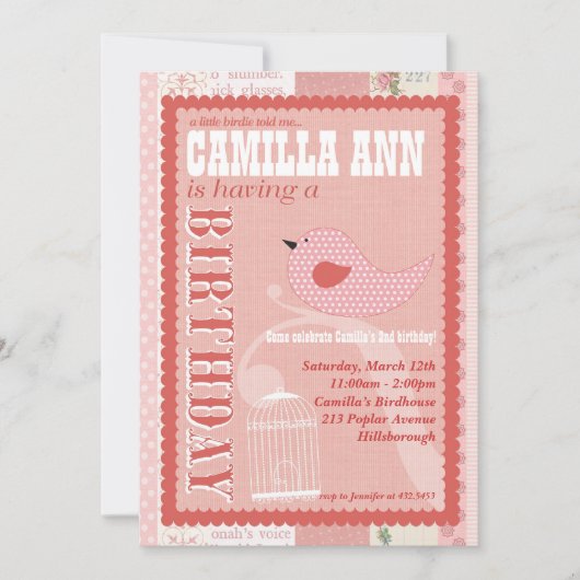 Birdie Birthday Party Invitation Kaart (Voorkant)