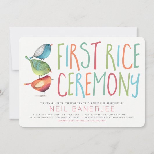 Birdie First Rice Ceremony Annaprashan Kaart (Voorkant)