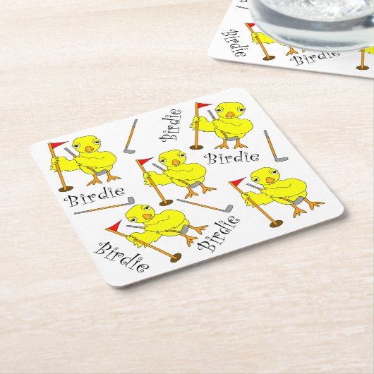 Birdie Golfer Chick Kartonnen Onderzetters (Schuin)