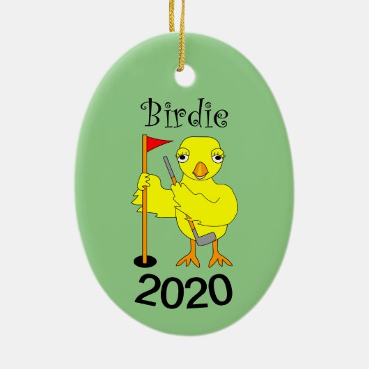 Birdie Golfer Chick Keramisch Ornament (Achterkant)