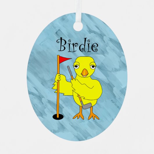 Birdie Golfer Chick Metalen Ornament (Voorkant)
