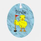 Birdie Golfer Chick Metalen Ornament (Achterkant)