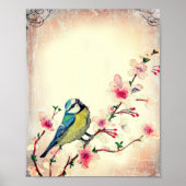 Birdie in Cherry Blossom Tree Poster (Voorkant)