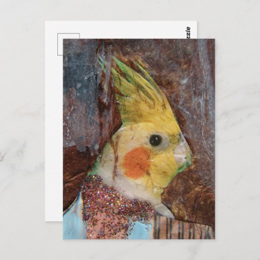 Birdie Mixed Media Briefkaart (Voorkant / Achterkant)