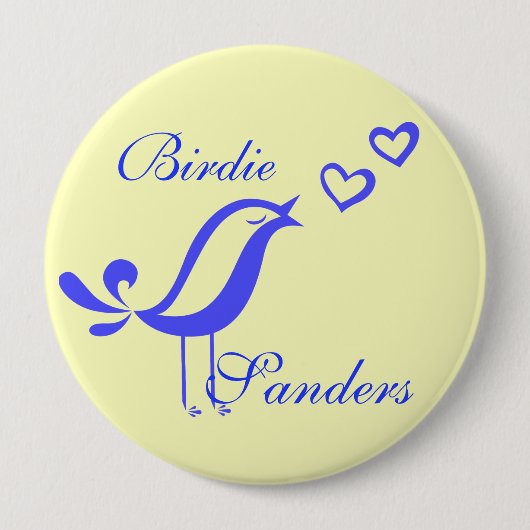 "Birdie Sanders" Ronde Button 4,0 Cm (Voorkant)