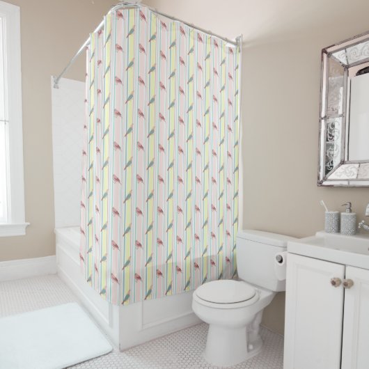 BIRDIE STRIPE PATTERN Shower Curtain Douchegordijn (In situ)