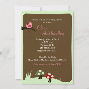 Birdie Woodland 5x7 Baby shower Uitnodiging