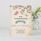 Birdies Birthday Uitnodiging (Staand voorkant)