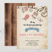 Birdies Birthday Uitnodiging (Voorkant / Achterkant)