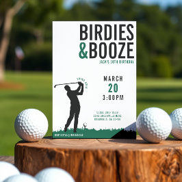 Birdies & Booze Volwassen Golf Verjaardagsfeest Kaart