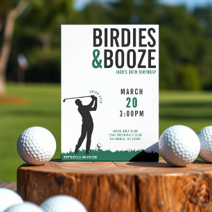 Birdies & Booze Volwassen Golf Verjaardagsfeest Kaart