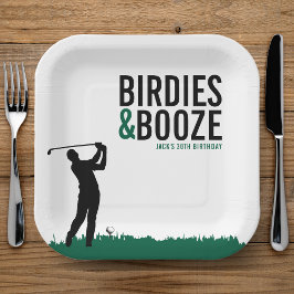 Birdies & Booze Volwassen Golf Verjaardagsfeestje Papieren Bordje