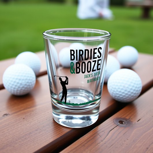 Birdies & Booze Volwassen Golf Verjaardagsfeestje Shot Glas