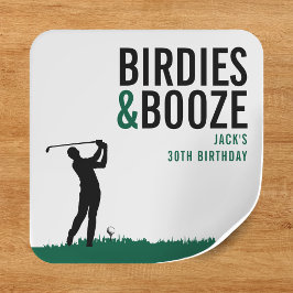 Birdies & Booze Volwassen Golf Verjaardagsfeestje Vierkante Sticker