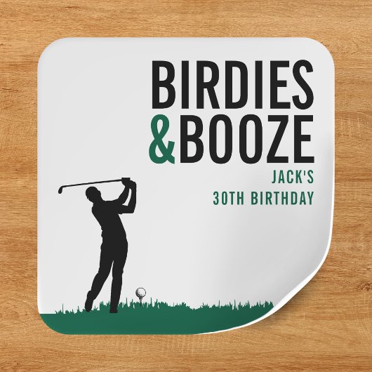 Birdies & Booze Volwassen Golf Verjaardagsfeestje Vierkante Sticker