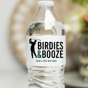 Birdies & Booze volwassen golfclub lid verjaardag Waterfles Etiket