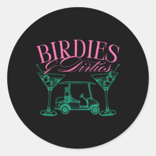 Birdies en Dirties Golf Verjaardag Dirty Martini T Ronde Sticker