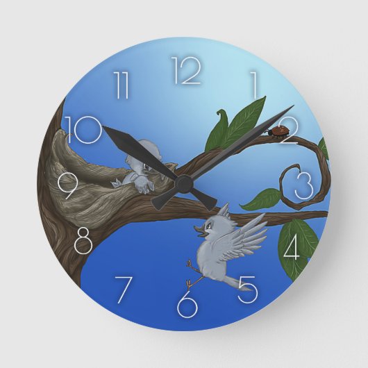 Birdies "Learning to Fly" Clock Ronde Klok (Voorkant)