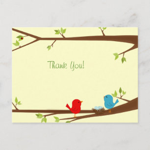 Birdies met Nest Baby shower Bedankt Briefkaart