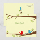 Birdies met Nest Baby shower Bedankt Briefkaart (Voorkant / Achterkant)