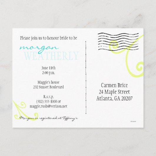 Birdies Shower Invitation Uitnodiging Briefkaart (Achterkant)