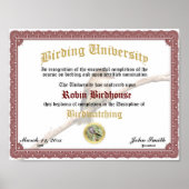 Birding Completion Diploma Poster (Voorkant)