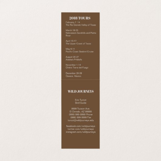 Birding Guide Hawk Visitekaartje (Binnenkant ongevouwen)