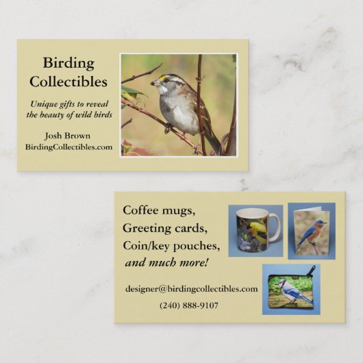BirdingCollectibles visitekaartje (Voorkant / Achterkant)