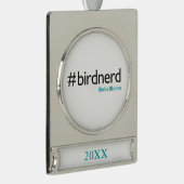 #BirdNerd Verzilverd Banner Ornament (Rechts)