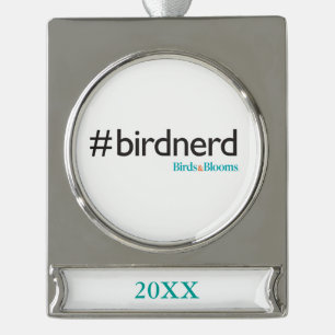 #BirdNerd Verzilverd Banner Ornament