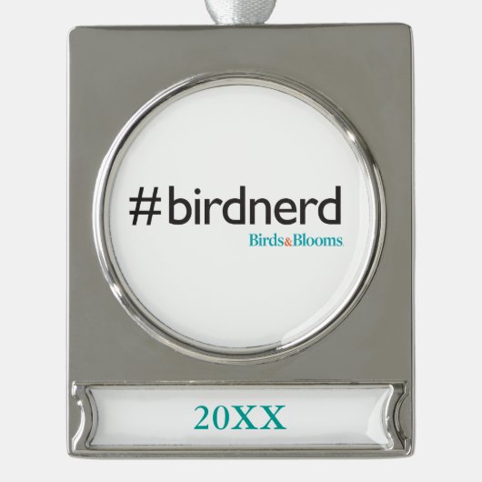 #BirdNerd Verzilverd Banner Ornament (Voorkant)
