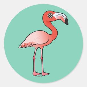 Birdorable American Flamingo Ronde Sticker