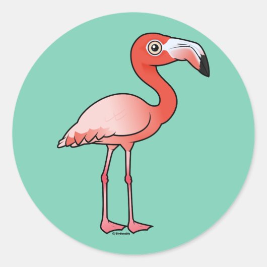 Birdorable American Flamingo Ronde Sticker (Voorkant)
