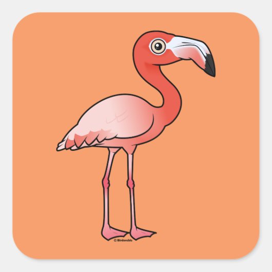Birdorable American Flamingo Vierkante Sticker (Voorkant)