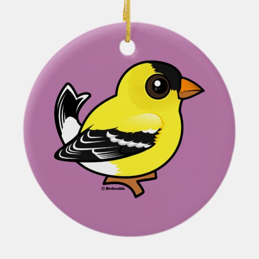 Birdorable American Goldfinch Keramisch Ornament (Achterkant)