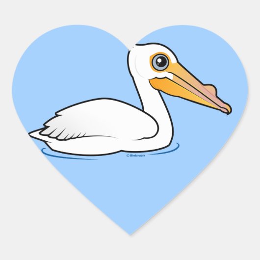 BIrdorable American White Pelican Hart Sticker (Voorkant)
