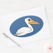 BIrdorable American White Pelican Ovale Sticker (Envelop)