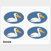 BIrdorable American White Pelican Ovale Sticker (Vel)